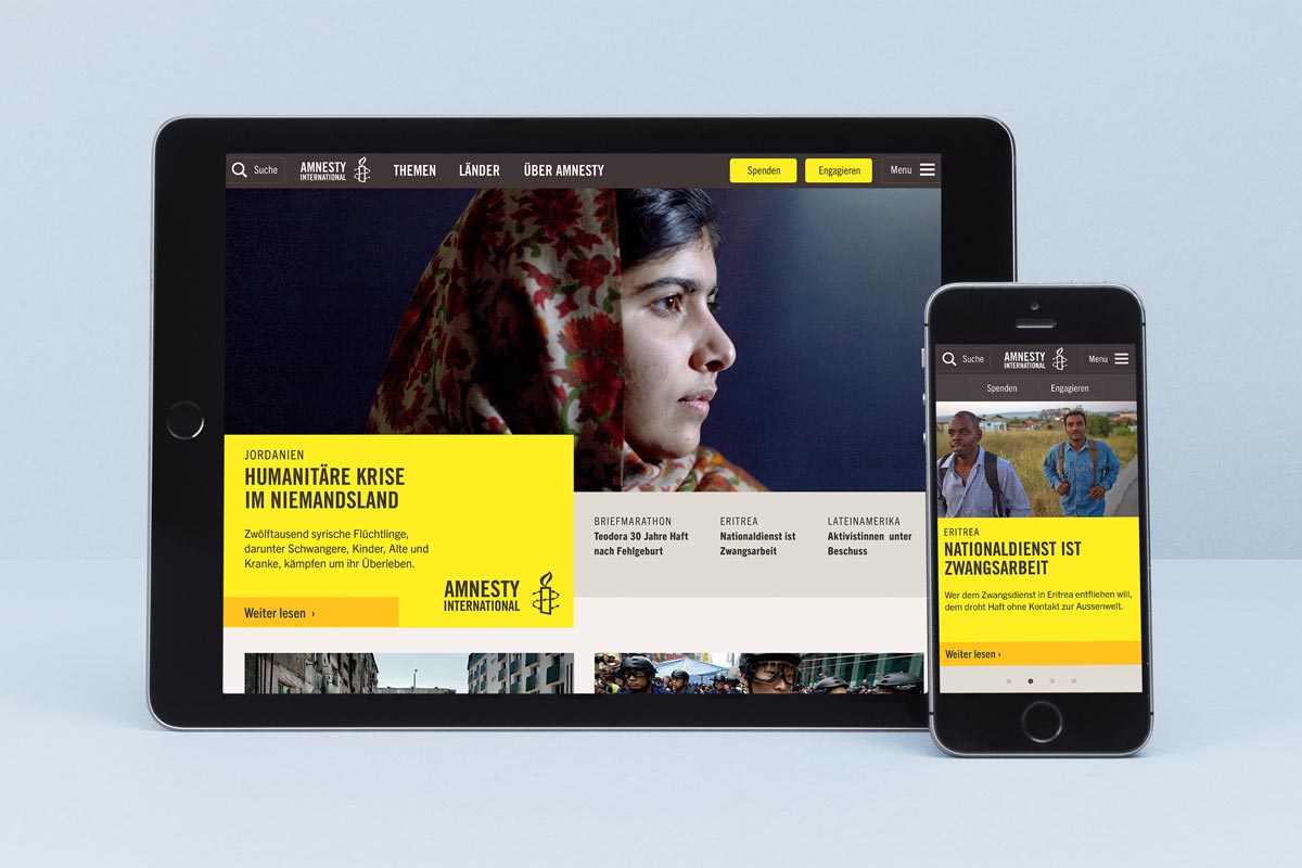 Amnesty International Schweiz, responsive Website