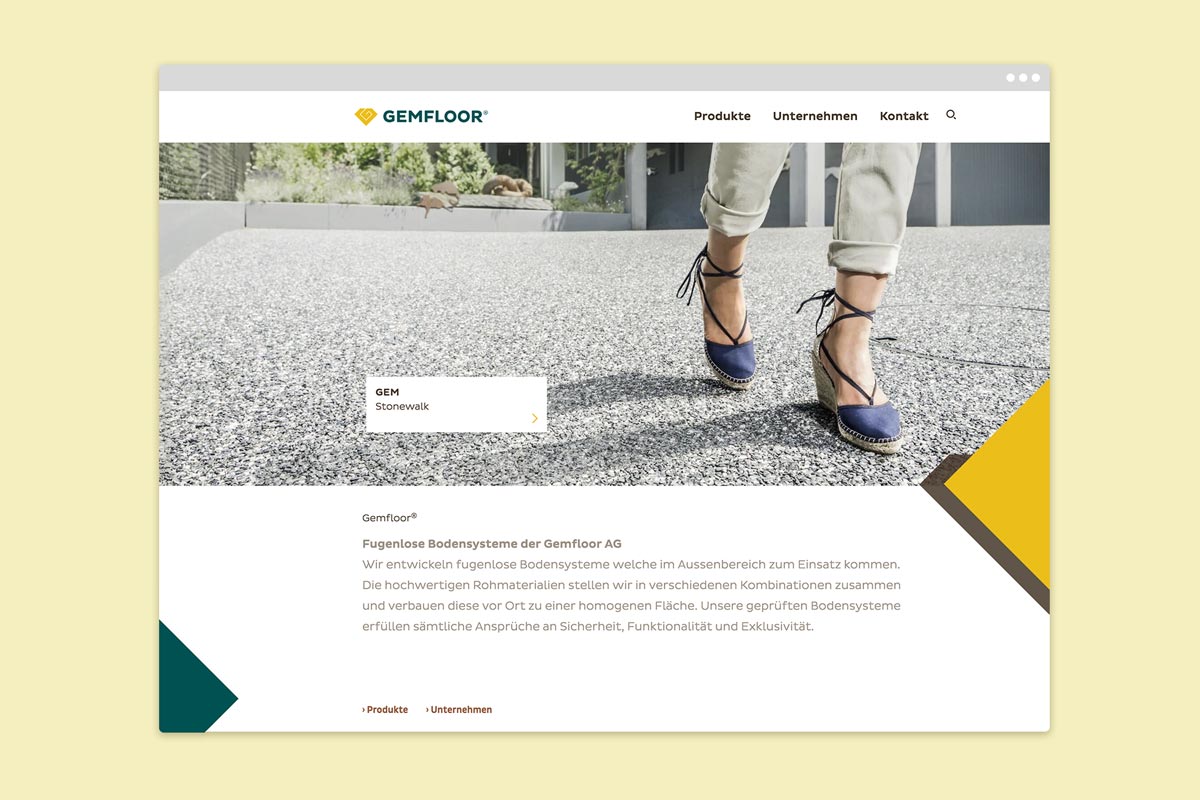 Gemfloor AG, Corporate Design, responsive Website