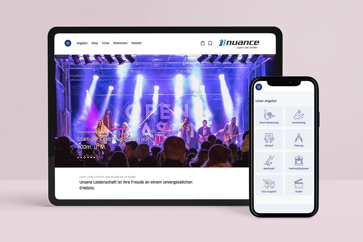 nuance Veranstaltungstechnik GmbH, responsive Website